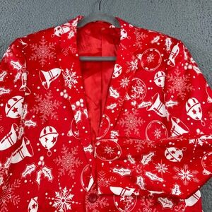 Christmas Blazer Men Large 42 Red White Holiday Ornament Novelty Party Jacket‎